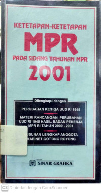 Ketetapan-Ketetapan MPR Pada Sidang Tahunan MPR 2001