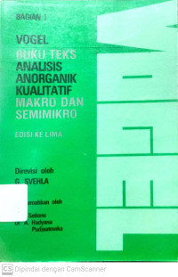 Buku Teks Analisis Anorganik Kualitatif Makro dan Semimikro (Bagian 1)