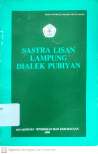 Sastra Lisan Lampung Dialek Pubiyan